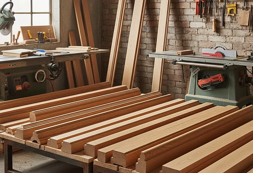 Oak trim with natural wood texture for noble interiors