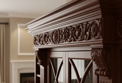 Decorative Wooden Furniture Cornice with Floral Pattern