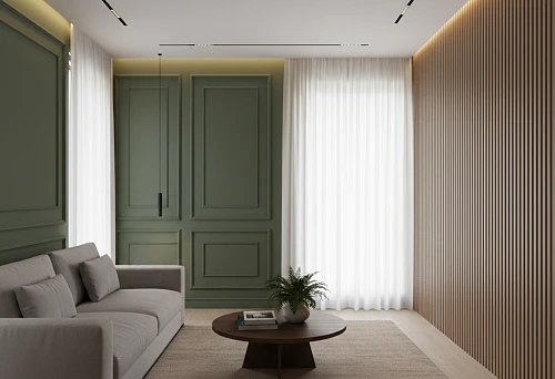 Modern Room with Wall Battens and Panels: Adjusting Proportions with Finishing