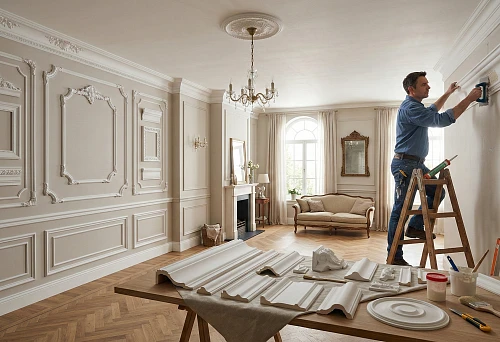 Wall molding in the living room: moldings, decorative panels and classical decor