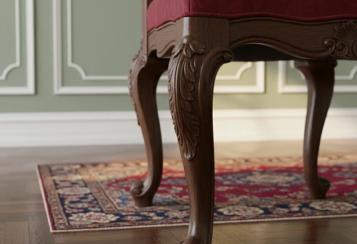 Carved Chair Legs from Solid Wood in a Classic Interior