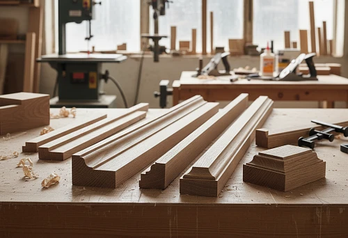 Solid wood door trim for interior doors on the desktop