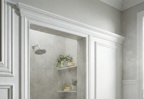 Polyurethane wall molding paintable for bathroom &mdash; moisture-resistant framing for openings and panels near the shower