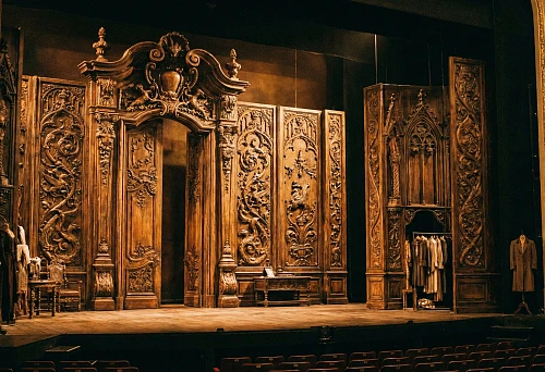 Carved Wooden Decorations on the Theater Stage