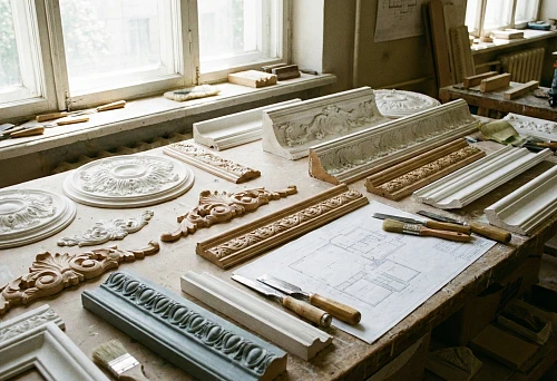 set of decorative elements for interior room finishing