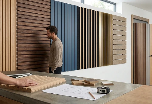 batten wall panels for interior decoration as part of modern interior architecture with different profile types