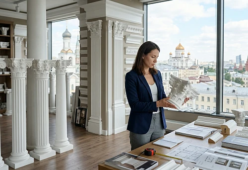 Polyurethane capitals, columns, and pilasters in Moscow for interior and facade in classical style