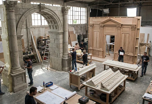 Production Workshop with Architectural Set Decorations for Filming