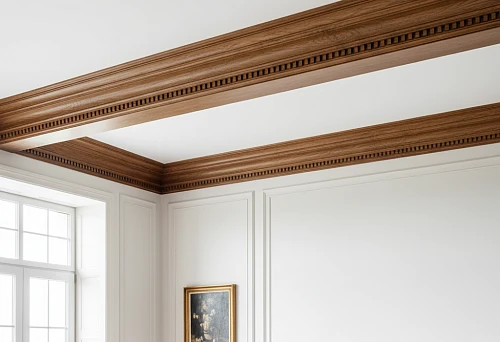 Wooden Cornices Integrated with Layouts and Trims in Interior Design