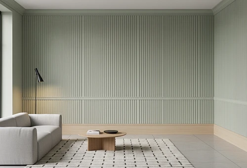 Modern Interior with Integrated Wall Finish Using MDF Moldings, Baseboards, and Battens