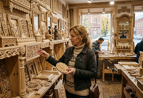 Ready-made carved wood elements for homes and interiors in Moscow