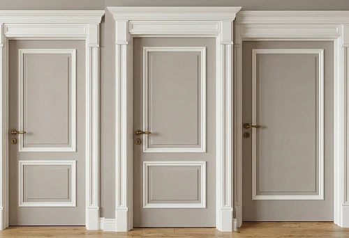 Moldings for interior doors and decorative panels &mdash; three design options: a simple door with frame panels, a door with a portal and capital