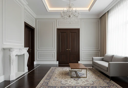 Interior with a White Baseboard That Unifies Molding, Walls, and Floor into a Cohesive Decorative Composition