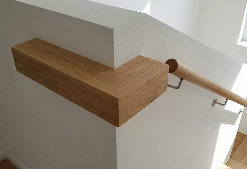 Wooden corner on an external wall corner, neat 45-degree joint and smooth edge