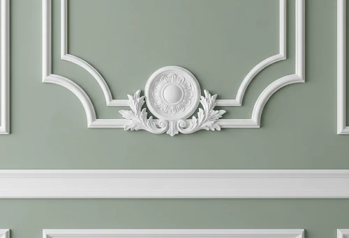 Classical wall molding in a light green interior