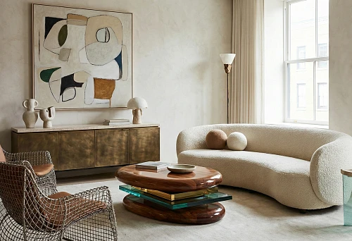 modern living room with furniture as art objects and designer decor