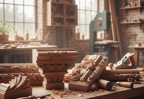 Carved Decorative Molding from Solid Wood on the Master's Table