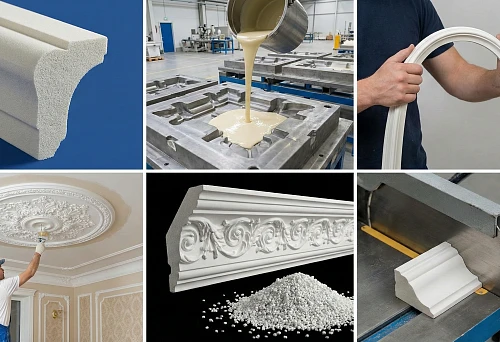 What is polyurethane stucco molding: a cross-section of a cornice profile with a fine-porous material structure