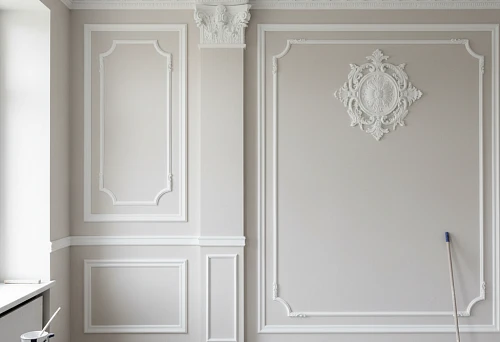 Interior with Paint-Ready Moldings and Decorative Facade Elements in Contemporary Style