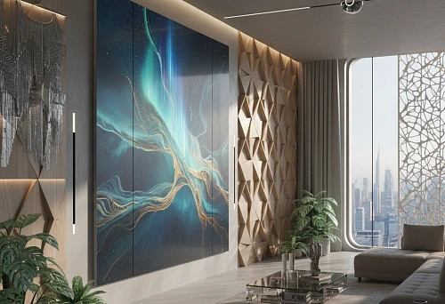 Designer wall decor &mdash; 3D panels and large-scale artistic imagery