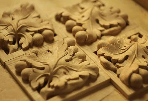 Carved Wooden Inlays with Floral Ornament for Updating Furniture