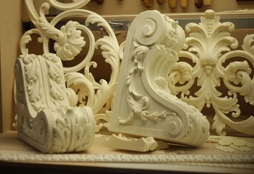 Polyurethane molding with classic floral ornament