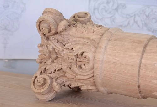 Carved wooden item with elegant ornament and classic decor, made of natural oak