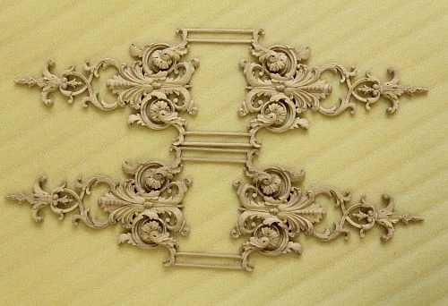 Wooden carved furniture inlay, ready for painting