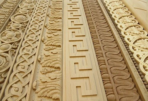 Carved wooden moldings and decorative elements for icon decoration