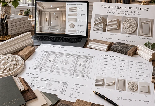 Selecting decor from a drawing for a design project