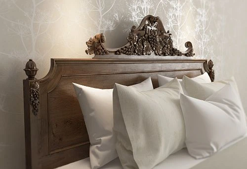 Carved Wooden Headboard in Classic Style with Rich Ornamentation