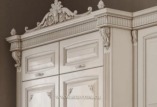 Classic cabinet with decorative carving and molded cornice from manufacturer STAVROS