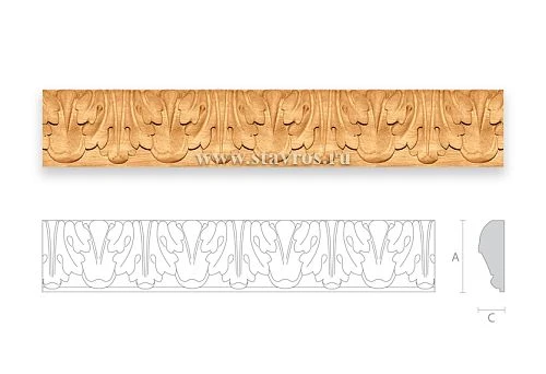 Door trim with classic ornament made of solid wood