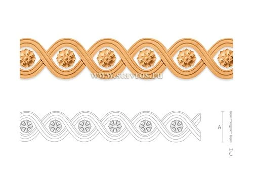Carved wooden trim with floral wave pattern for interior and architectural framing