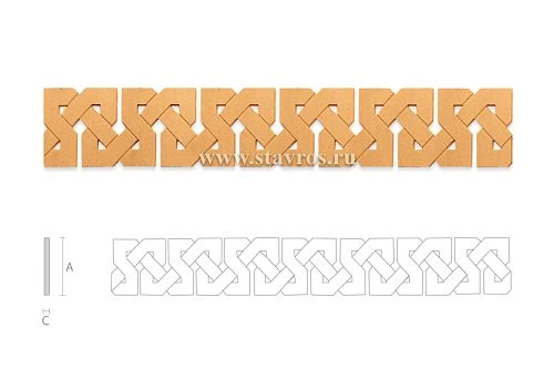 Carved decorative element with geometric ornament for jamb trim