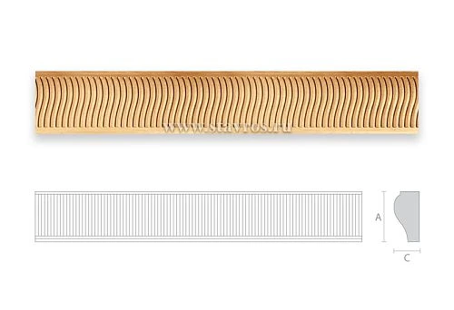 Decorative wooden plank with wave-shaped carved pattern for picture framing
