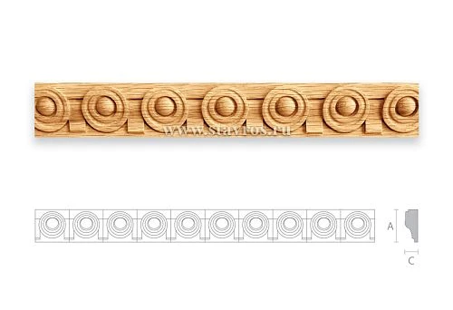 Carved Wooden Border with Geometric Ornament Made of Circular Elements