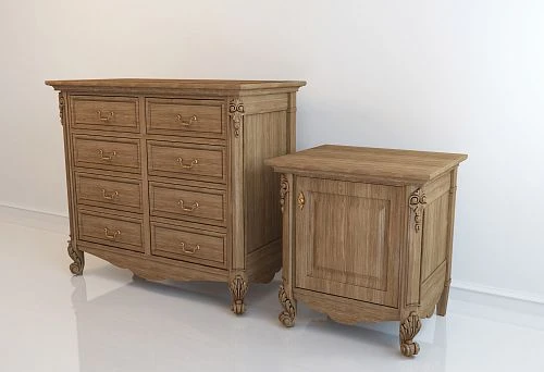 Classic solid wood chests with carved legs and decorative hardware