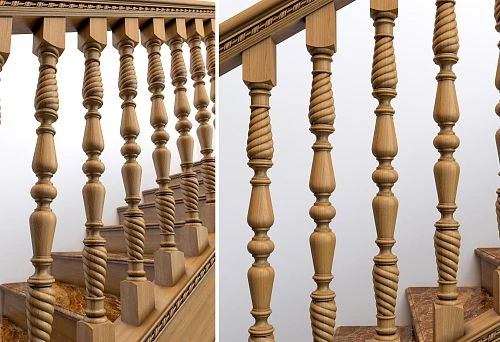 Precision Wooden Balusters with Screw and Ornamental Carving
