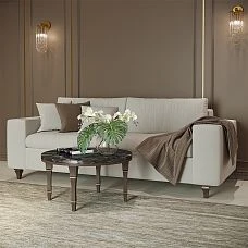 Geometric furniture leg MN-109 made of wood for furniture, photo with application