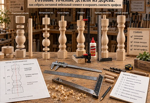 Ready-made turned wooden parts for furniture