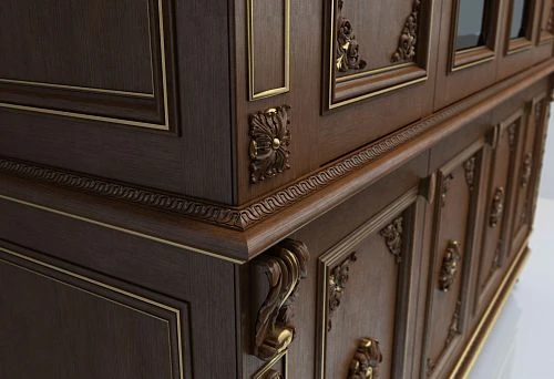 Classic wardrobe with carved wood and gold finish