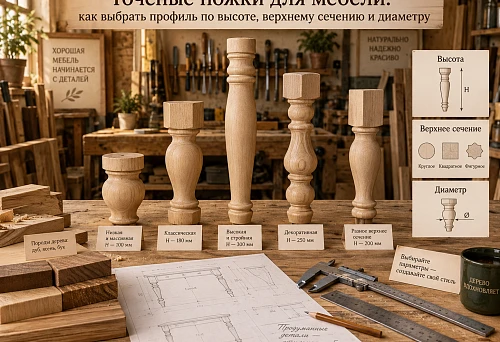 Turned furniture legs made of natural wood