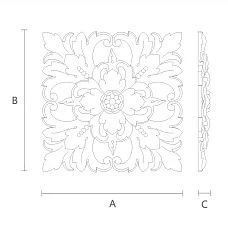 Exquisite wooden carved overlay with rectangular shape and relief pattern drawing
