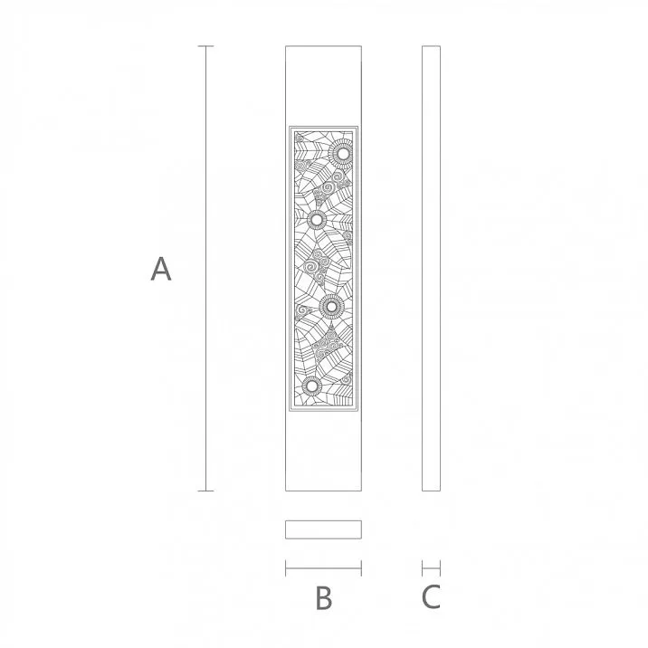 Flat wooden newel post L-096.1 for staircase in classic interior, drawing