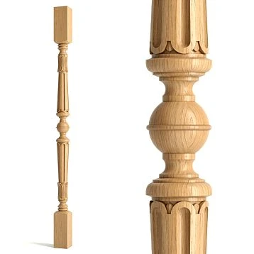 Carved wooden staircase baluster L-028 large fragment
