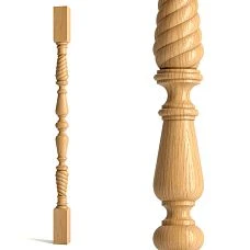 Twisted wooden baluster for staircase L-030 fragment of element