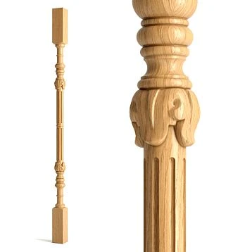 Wooden decorative item &mdash; stair baluster L-045 with vertical grooves