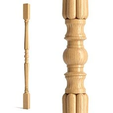 Slim and tall wooden baluster for staircase L-047 with smooth lines