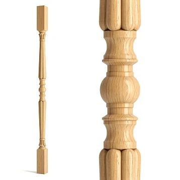 Slim and tall wooden baluster for staircase L-047 with smooth lines